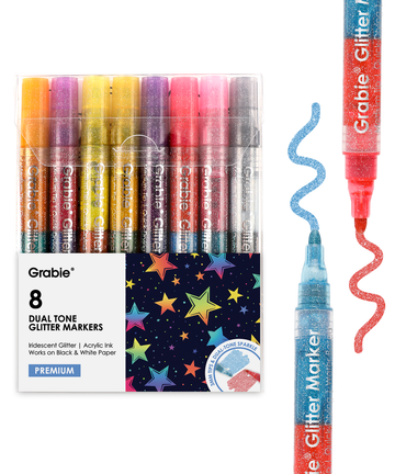 Dual Tone Iridescent Glitter Acrylic Paint Marker Set Of 8